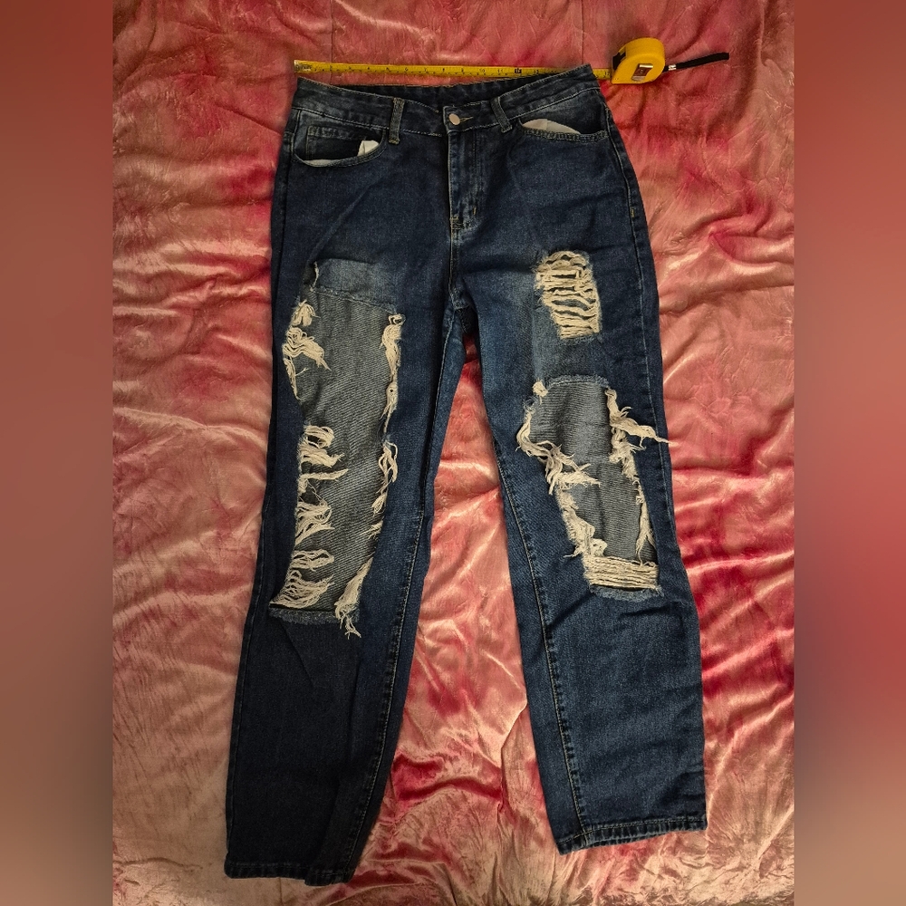 Distressed Blue Jeans